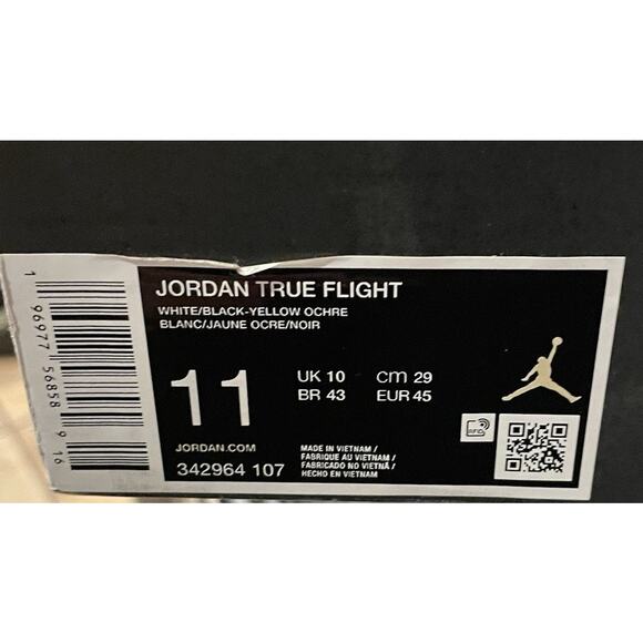 Jordan Nike Air True Flight Shoes White Black Yellow Ochre Mens 11 NEW FAST SHIP main image 6